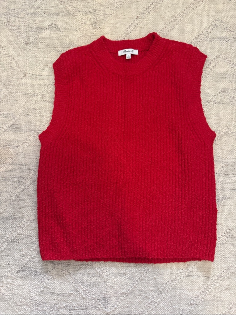 Madewell Red Sleeveless Knit Sweater Top. Size L